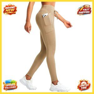 Fleece Lined Thermal Leggings High Waist Winter Running Hiking Pants with